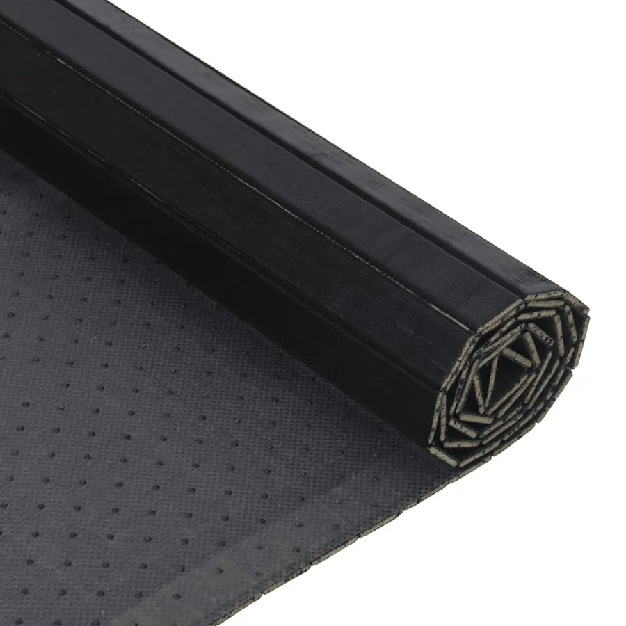 Tapis rectangulaire noir 100x200 cm bambou - 5