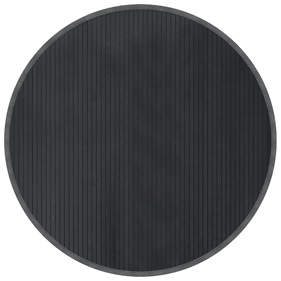Tapis rond gris 100 cm bambou - 2