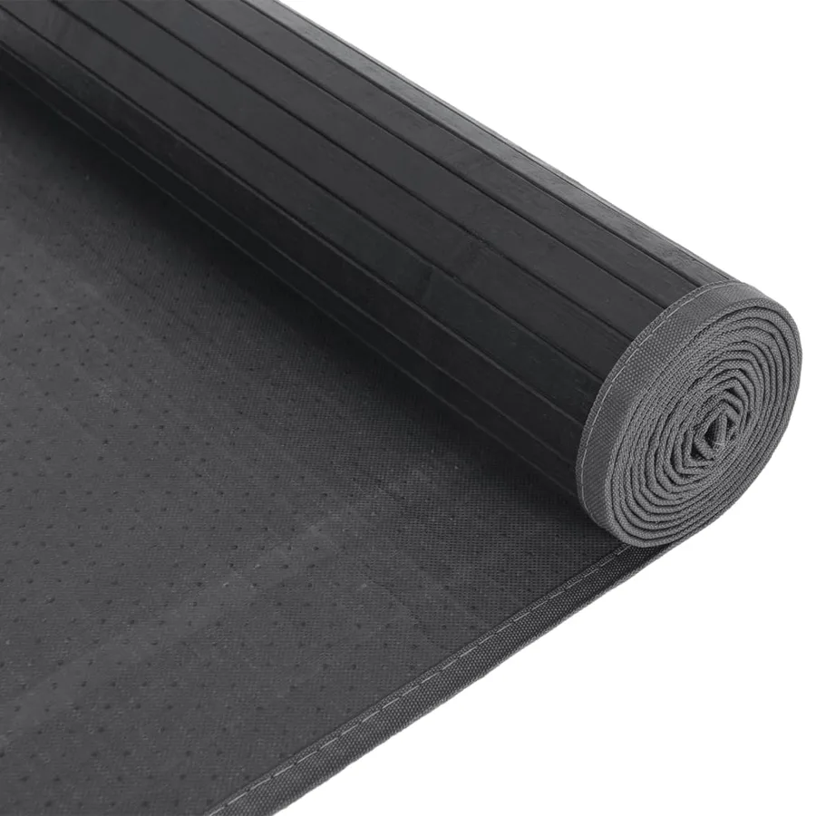 Tapis rectangulaire gris 80x1000 cm bambou - 5