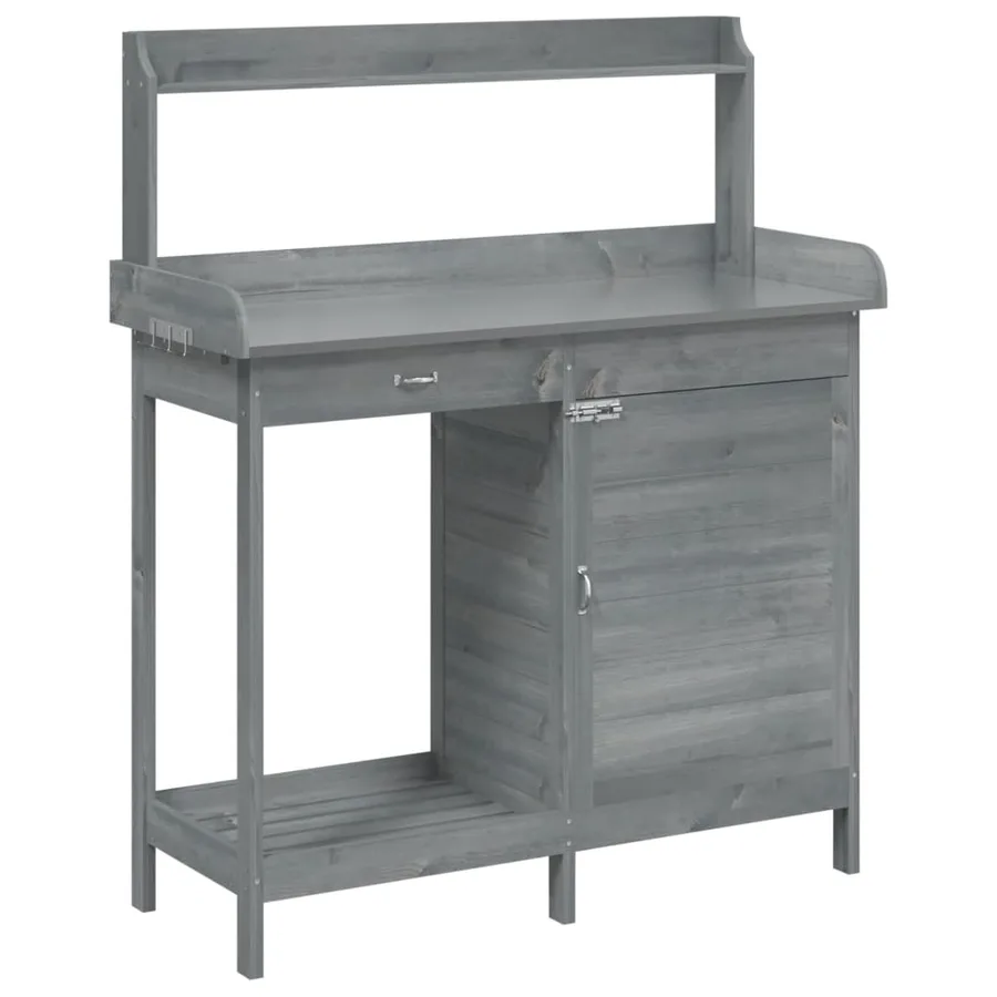 Table de rempotage avec armoire gris bois massif de sapin - 2