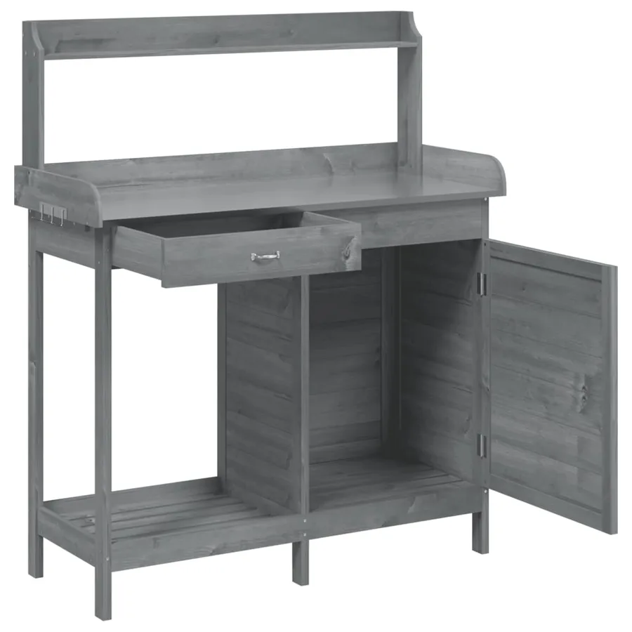 Table de rempotage avec armoire gris bois massif de sapin - 6