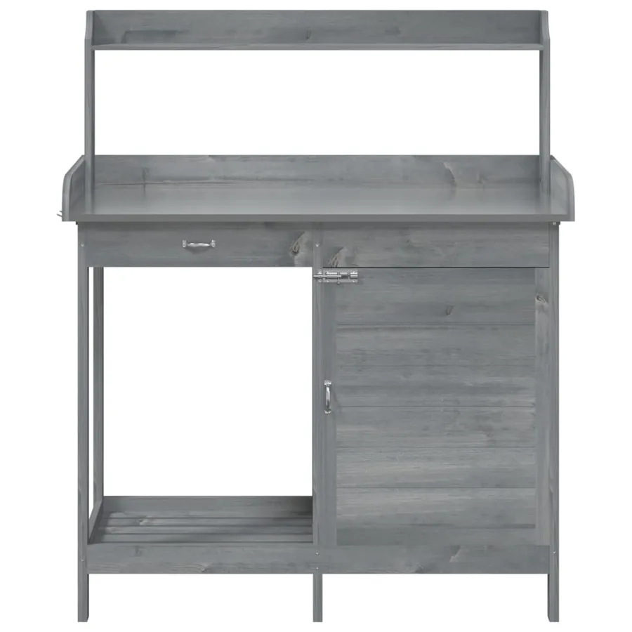 Table de rempotage avec armoire gris bois massif de sapin - 7