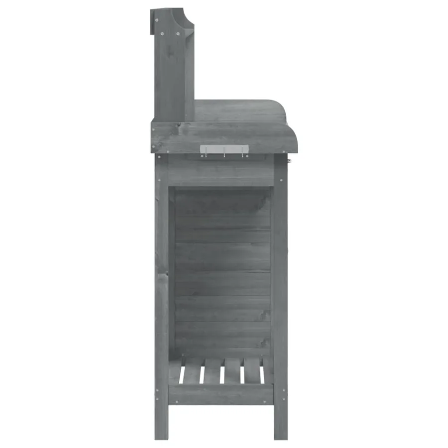 Table de rempotage avec armoire gris bois massif de sapin - 8