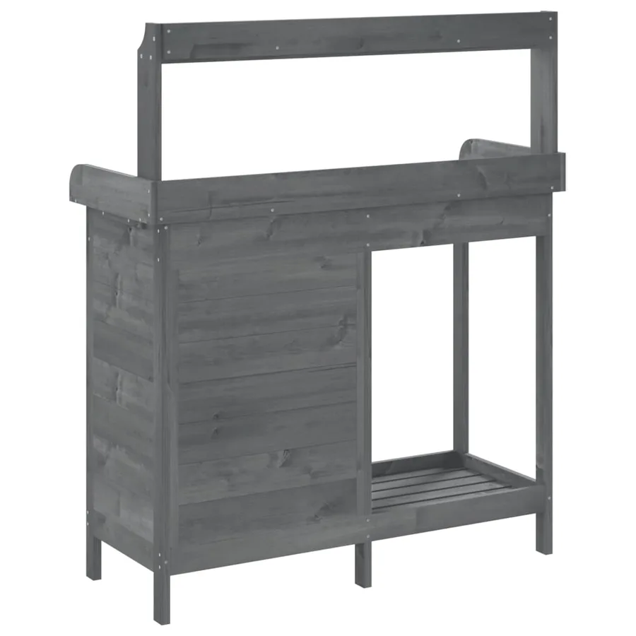 Table de rempotage avec armoire gris bois massif de sapin - 9