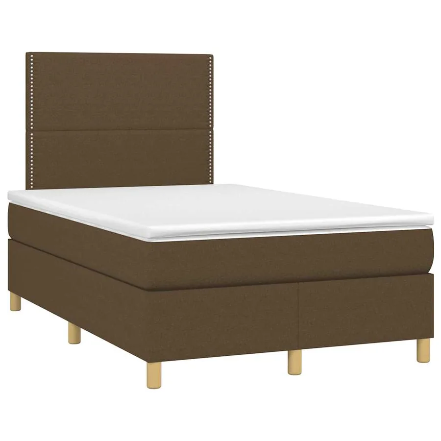 Sommier à lattes de lit et matelas marron foncé 120x190cm tissu - 2