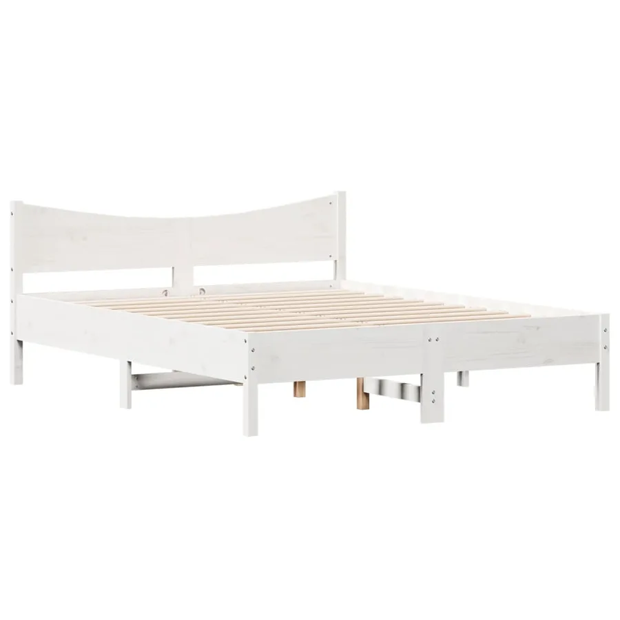 Cadre de lit sans matelas blanc 160x200 cm bois de pin massif - 3
