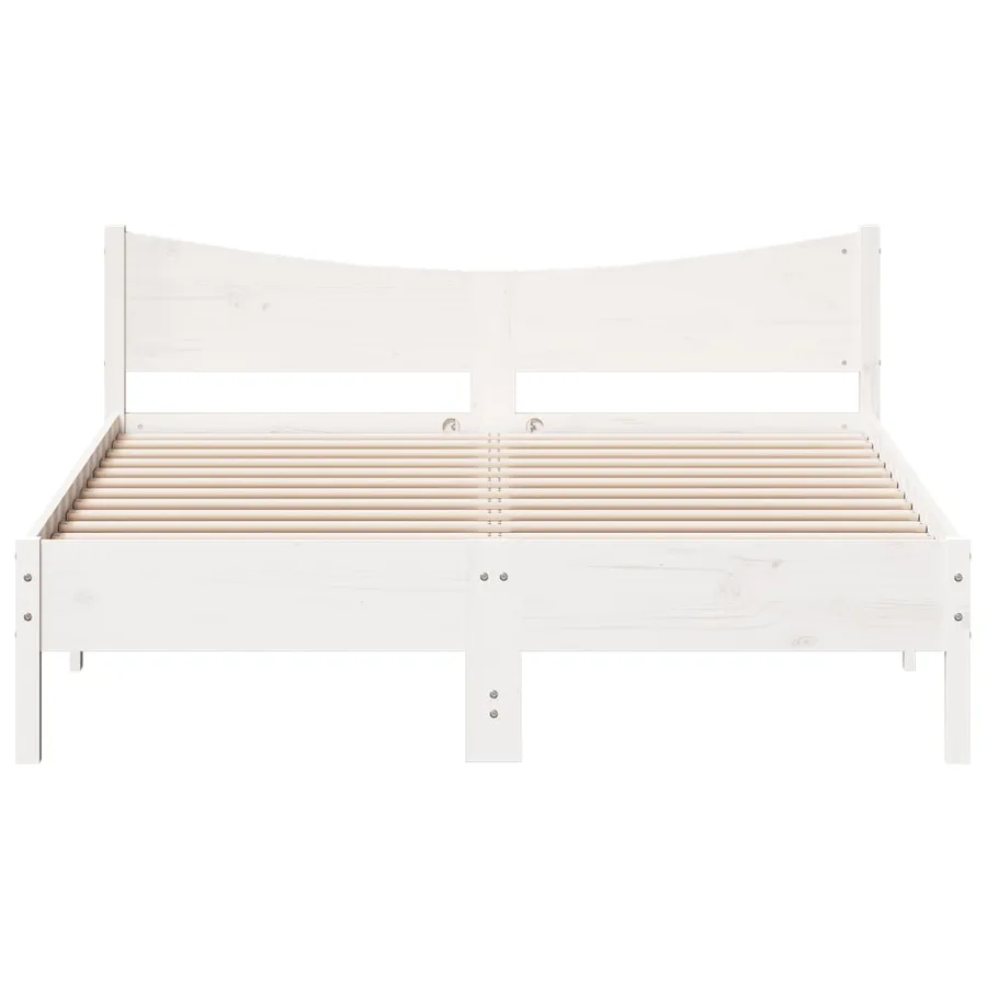 Cadre de lit sans matelas blanc 160x200 cm bois de pin massif - 4