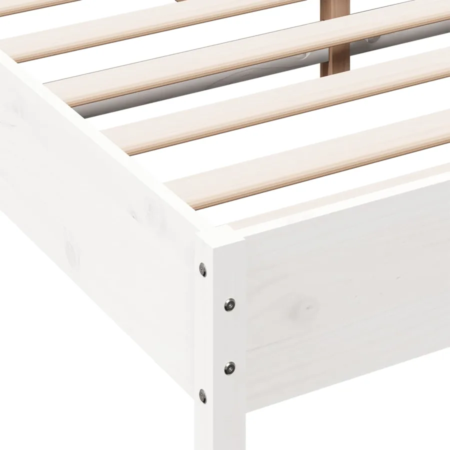 Cadre de lit sans matelas blanc 160x200 cm bois de pin massif - 7