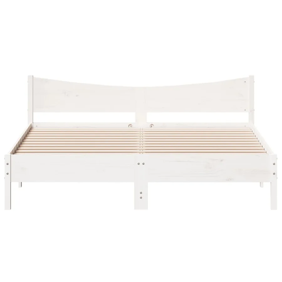 Cadre de lit sans matelas blanc 200x200 cm bois massif de pin - 4