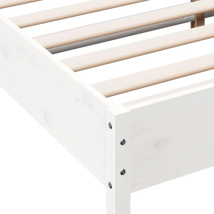 Cadre de lit sans matelas blanc 200x200 cm bois massif de pin - 7