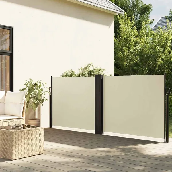 Auvent latéral rétractable crème 120x1200 cm