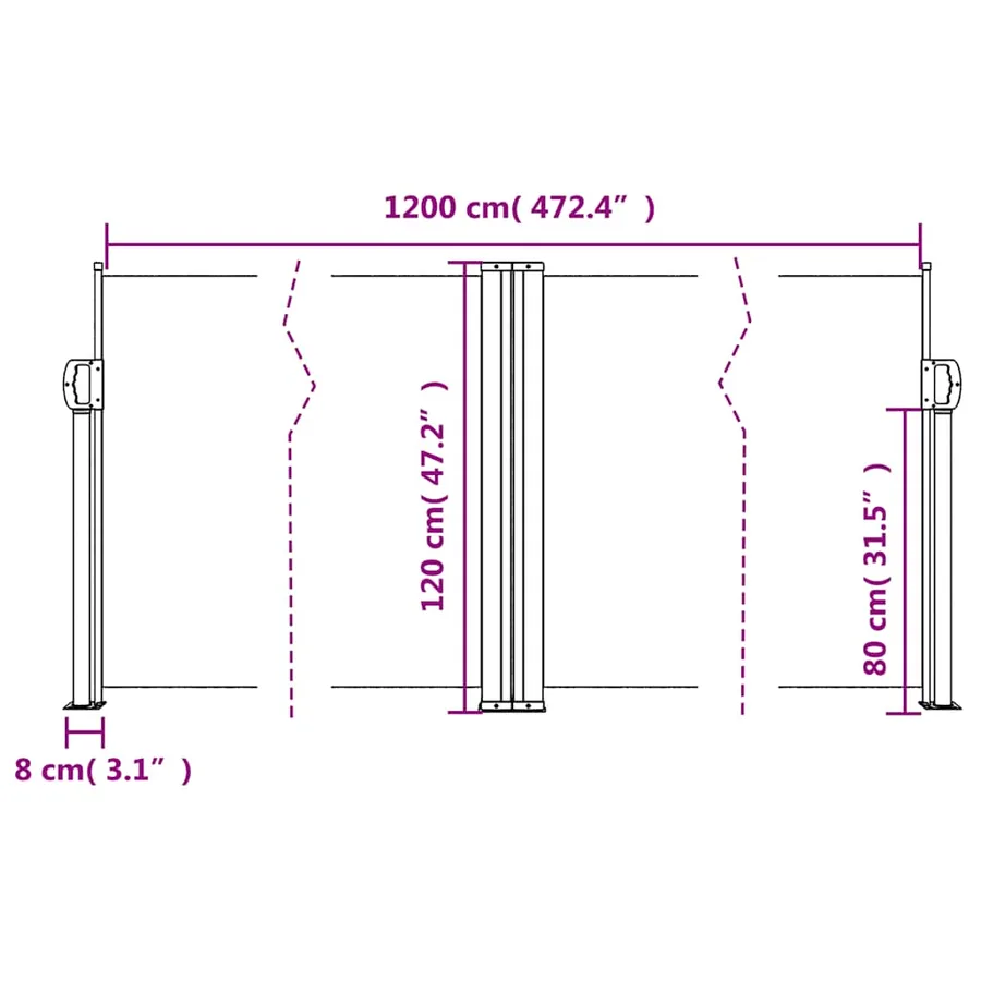 Auvent latéral rétractable crème 120x1200 cm - 10
