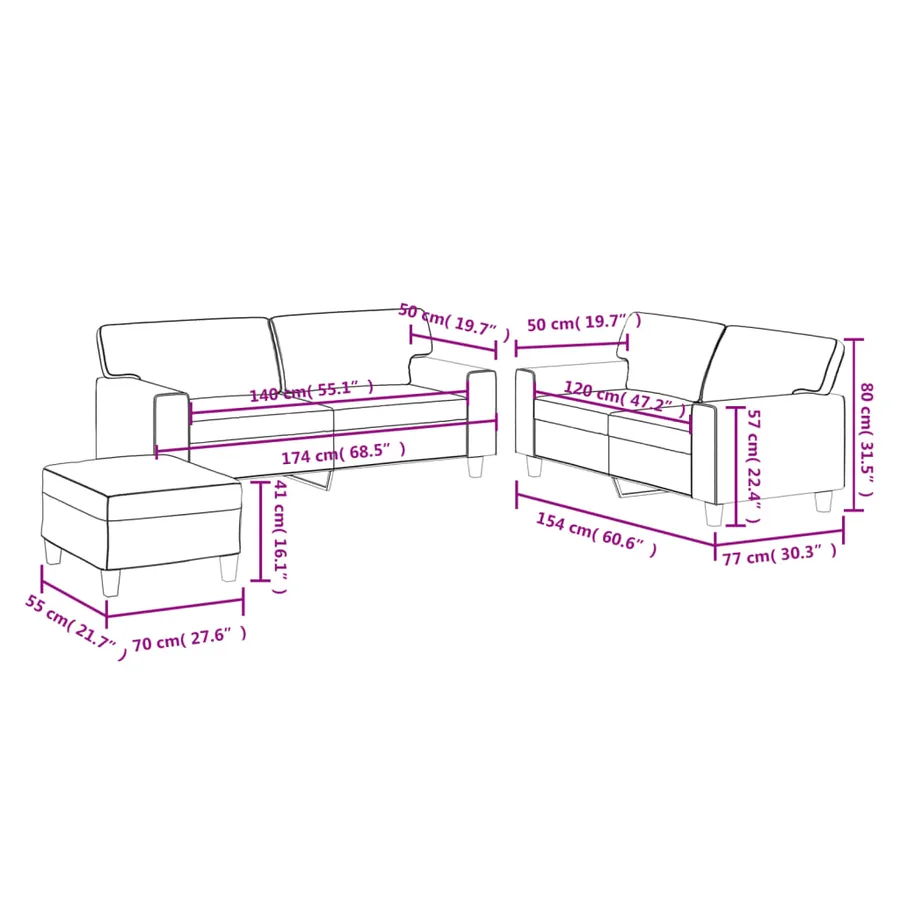 Ensemble de canapés 3 pcs cappuccino similicuir - 9