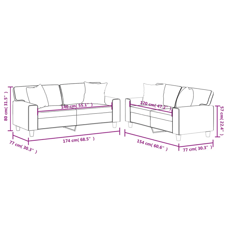 Ensemble de canapés 2 pcs avec coussins cappuccino similicuir - 8