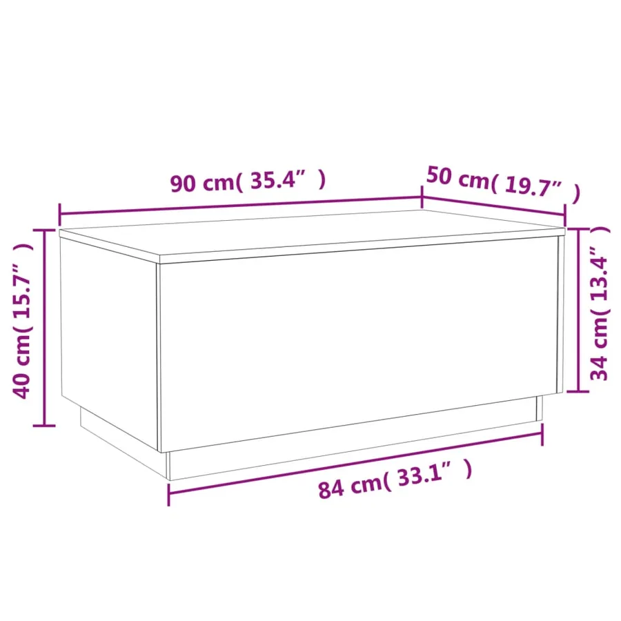 Table basse avec lumières LED chêne sonoma 90x50x40 cm - 16