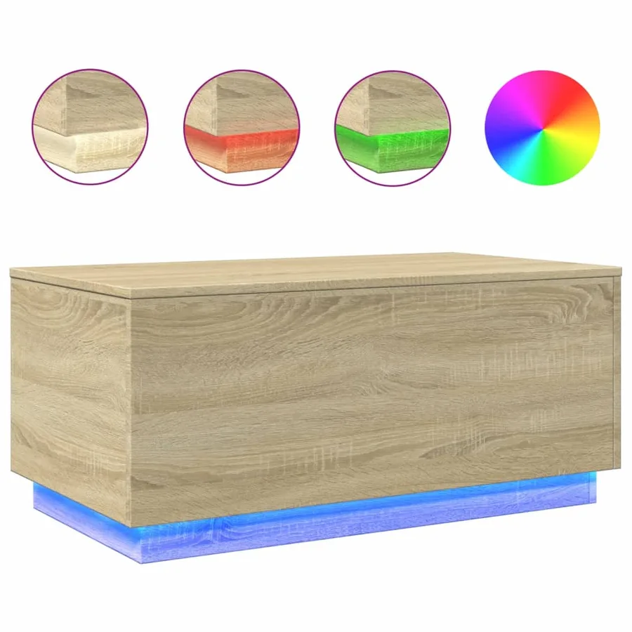 Table basse avec lumières LED chêne sonoma 90x50x40 cm - 2