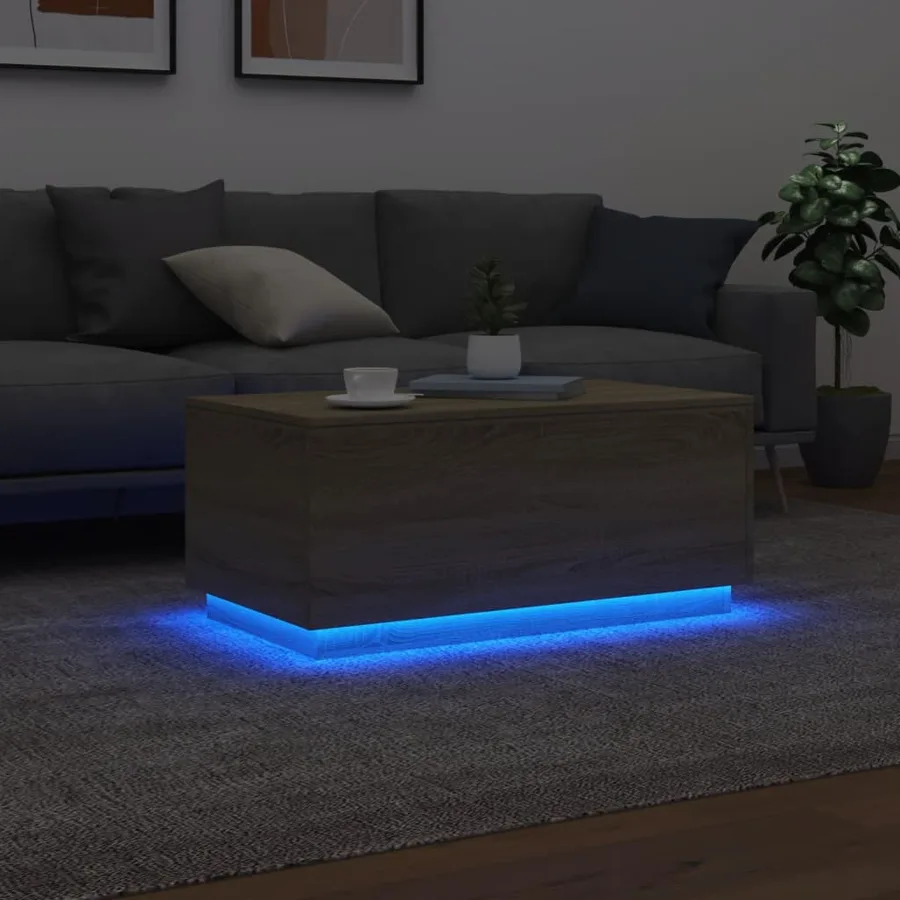 Table basse avec lumières LED chêne sonoma 90x50x40 cm - 5
