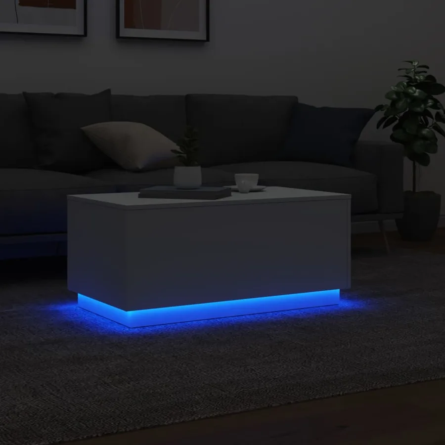 Table basse avec lumières LED blanc 90x50x40 cm - 5