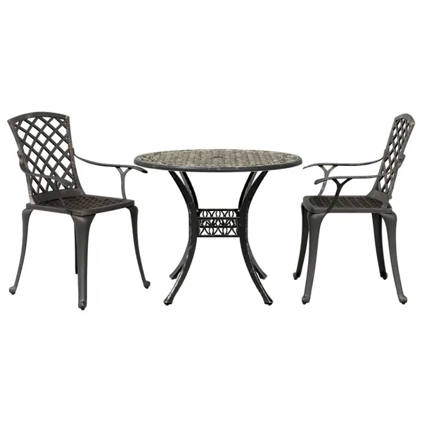 Ensemble de bistrot 3 pcs bronze aluminium coulé