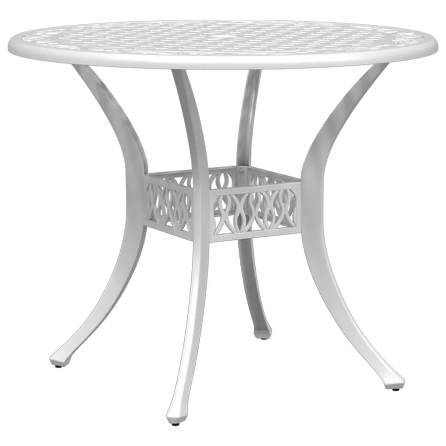 Table de jardin blanc Ø90x75 cm aluminium coulé - 2
