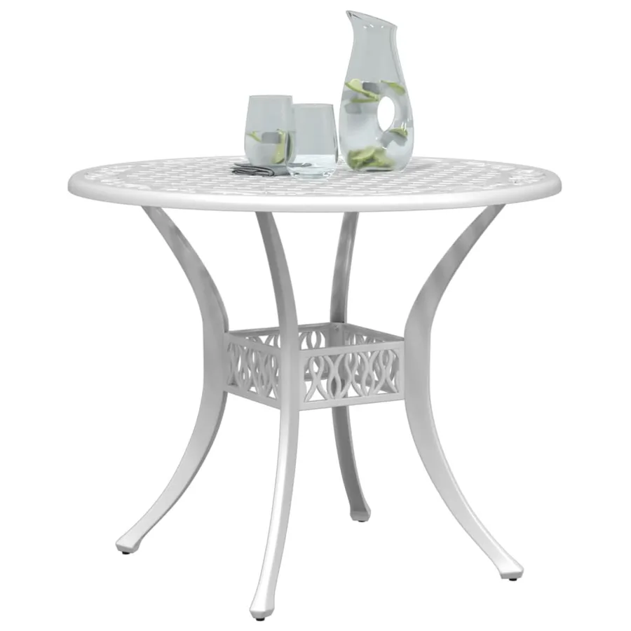 Table de jardin blanc Ø90x75 cm aluminium coulé - 4
