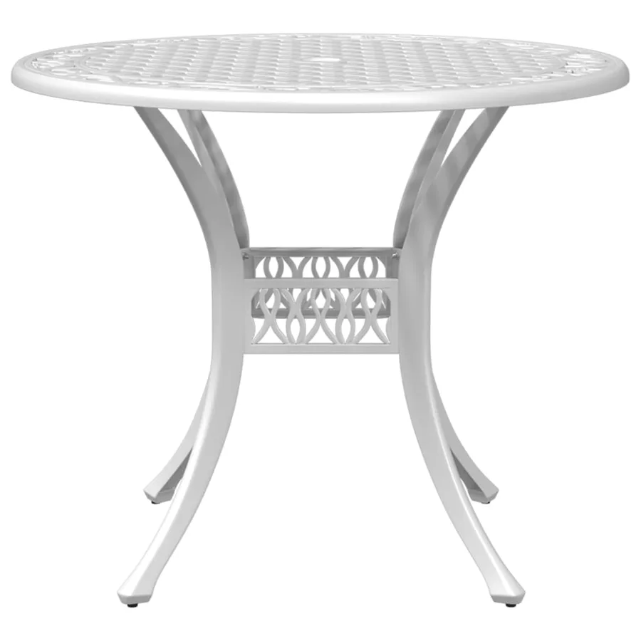 Table de jardin blanc Ø90x75 cm aluminium coulé - 5