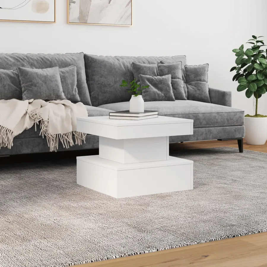 Table basse avec lumières LED blanc 50x50x40 cm - 4