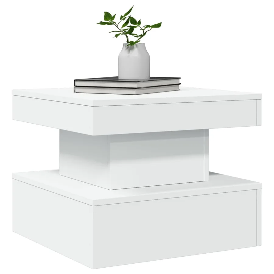 Table basse avec lumières LED blanc 50x50x40 cm - 6