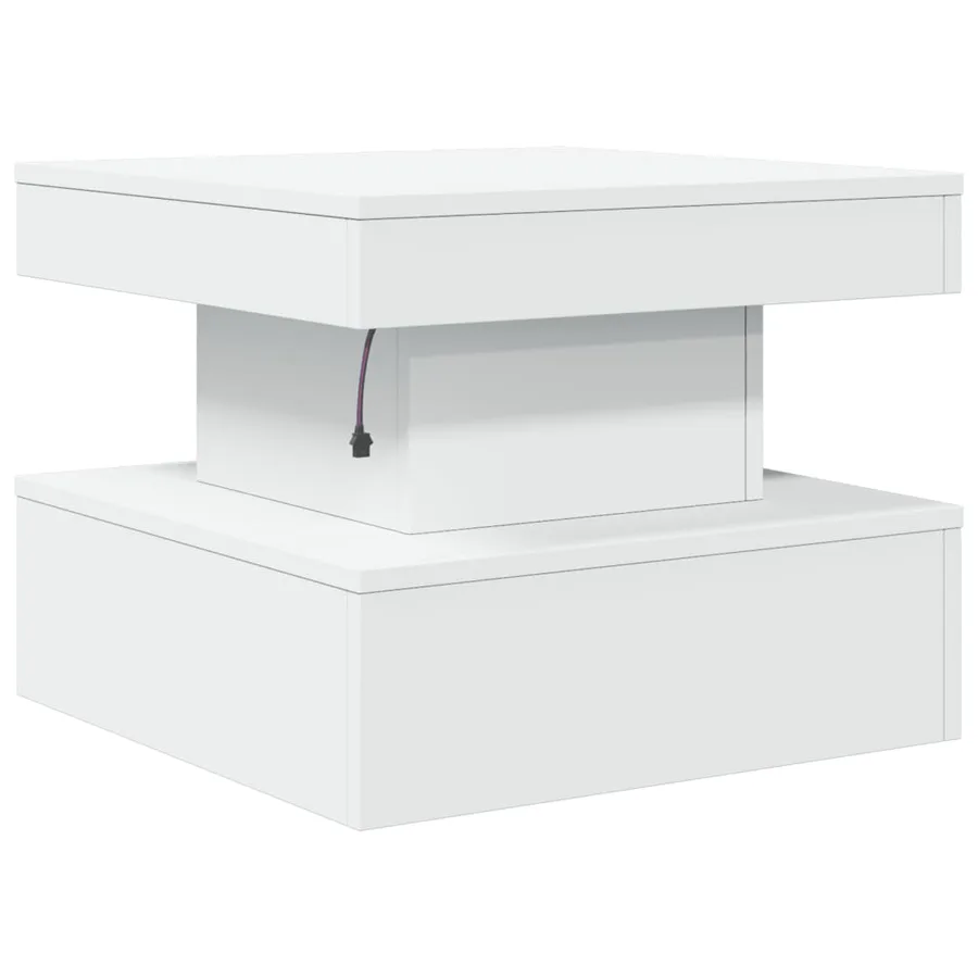 Table basse avec lumières LED blanc 50x50x40 cm - 9