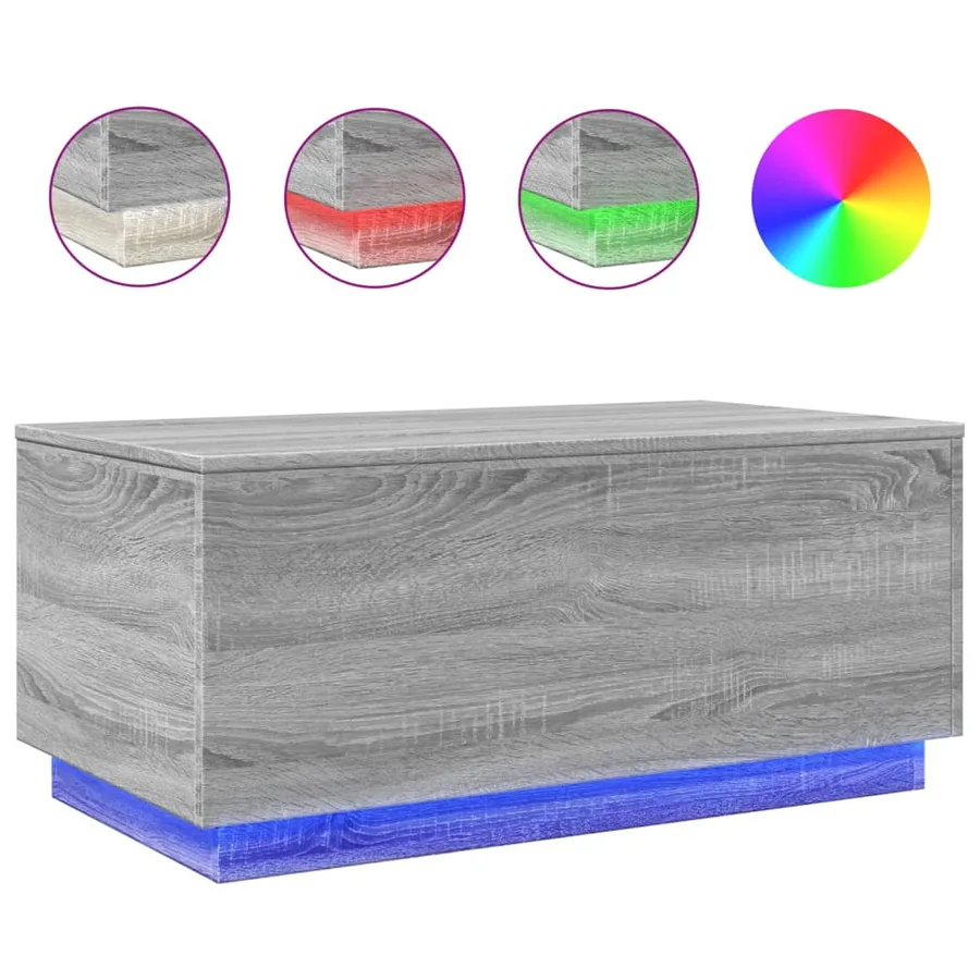 Table basse avec lumières LED gris sonoma 90x50x40 cm - 2