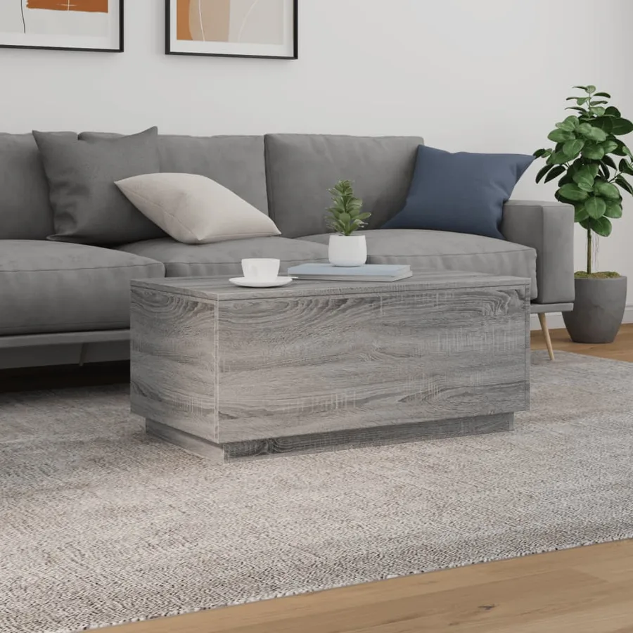 Table basse avec lumières LED gris sonoma 90x50x40 cm - 4