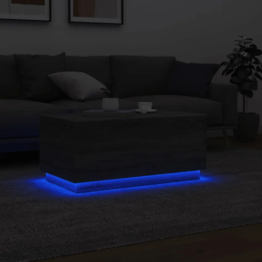 Table basse avec lumières LED gris sonoma 90x50x40 cm - 5