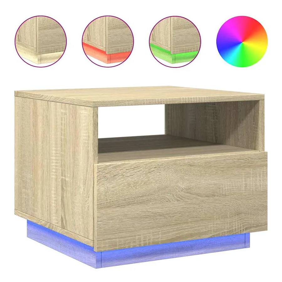 Table basse avec lumières LED chêne sonoma 50x49x40 cm - 2