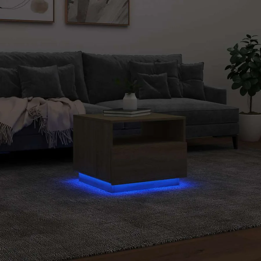 Table basse avec lumières LED chêne sonoma 50x49x40 cm - 5
