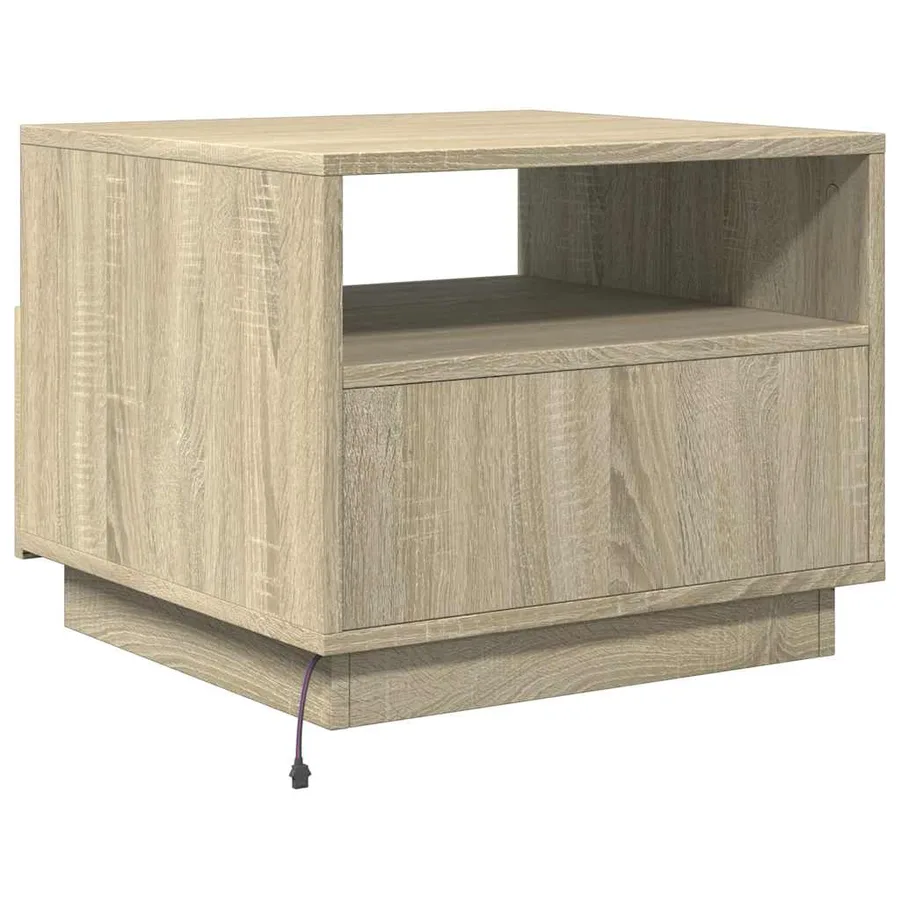 Table basse avec lumières LED chêne sonoma 50x49x40 cm - 9