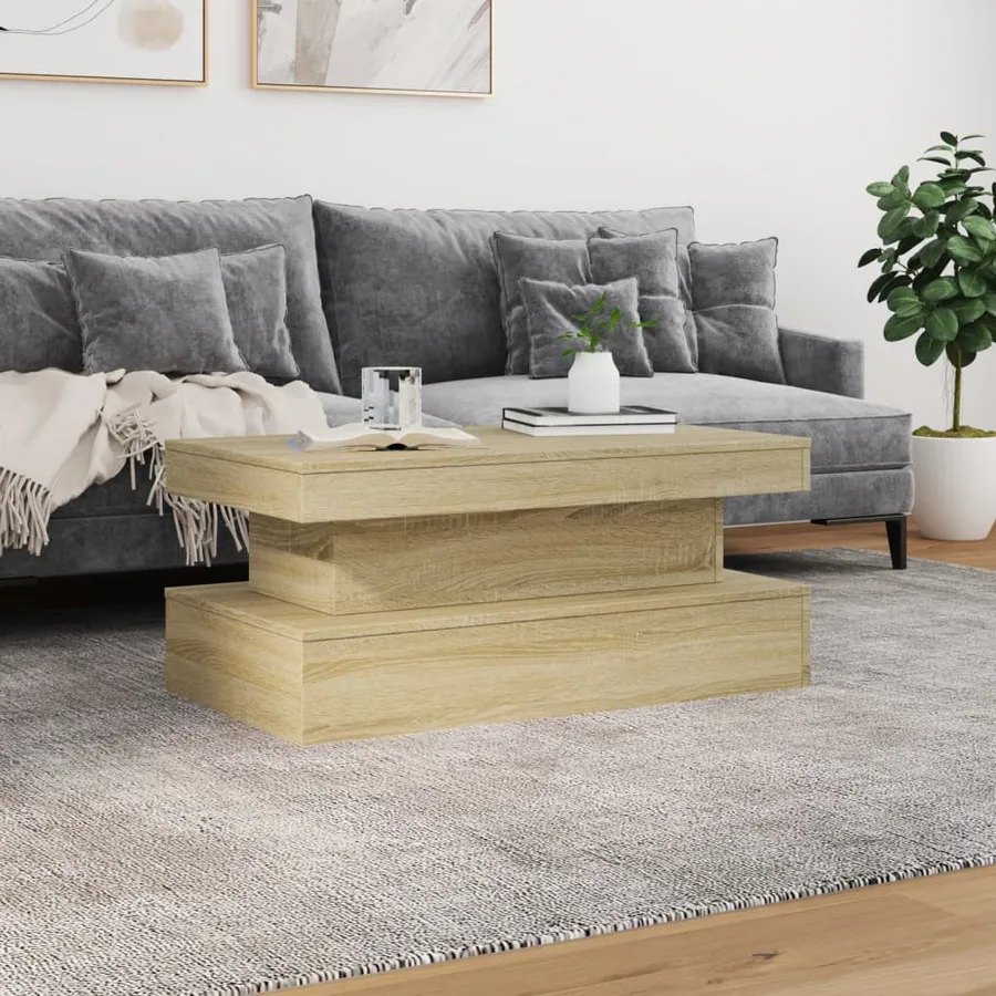 Table basse avec lumières LED chêne sonoma 90x50x40 cm - 4