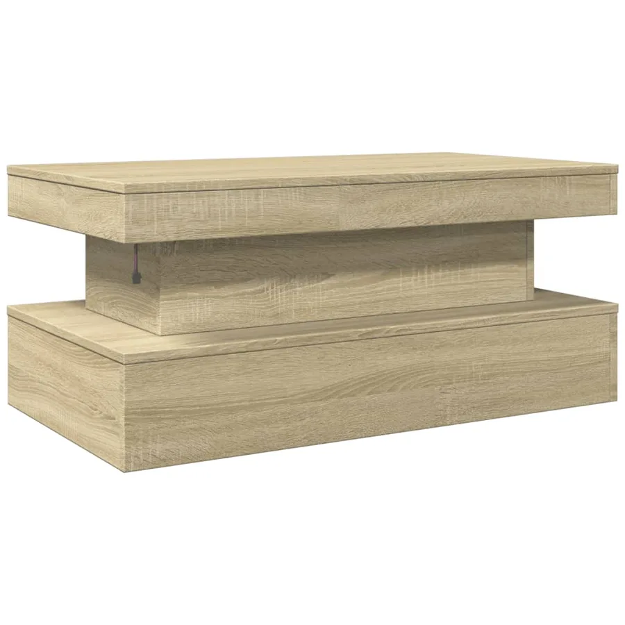 Table basse avec lumières LED chêne sonoma 90x50x40 cm - 9