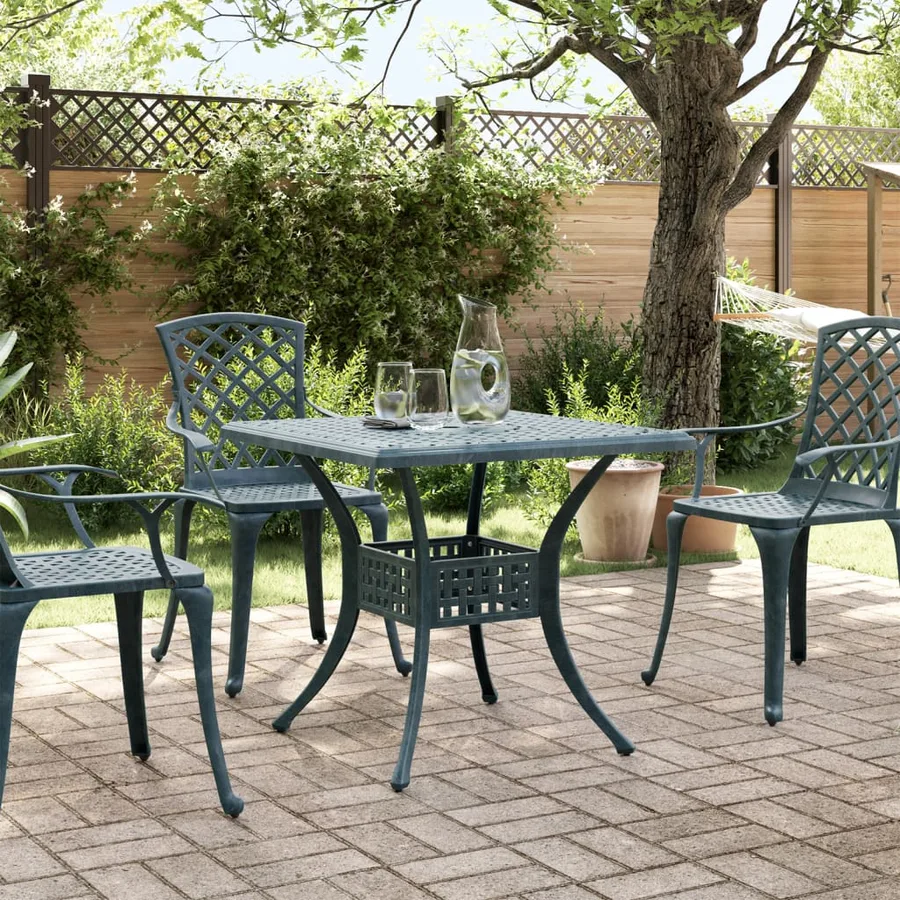 Table de jardin vert 80x80x75 cm aluminium coulé - 3