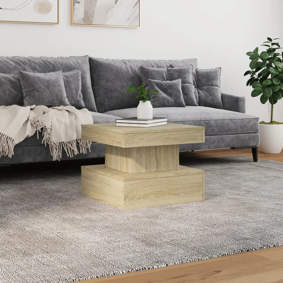 Table basse avec lumières LED chêne sonoma 50x50x40 cm - 4