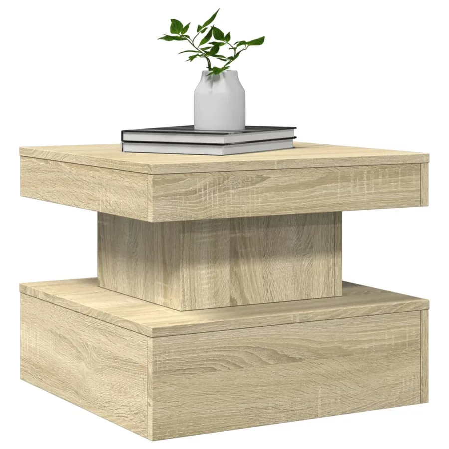 Table basse avec lumières LED chêne sonoma 50x50x40 cm - 6