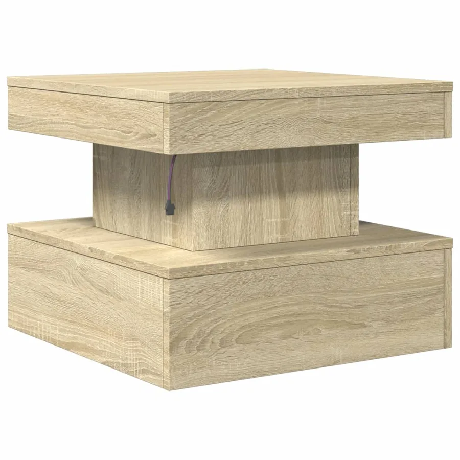 Table basse avec lumières LED chêne sonoma 50x50x40 cm - 9