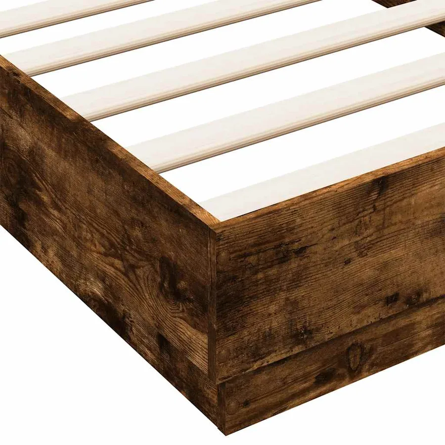 Cadre de lit sans matelas chêne fumé 90x190cm bois d'ingénierie - 7