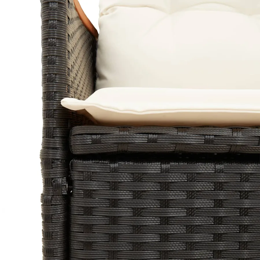 Canapé de jardin inclinable 2 places avec table noir poly rotin - 9