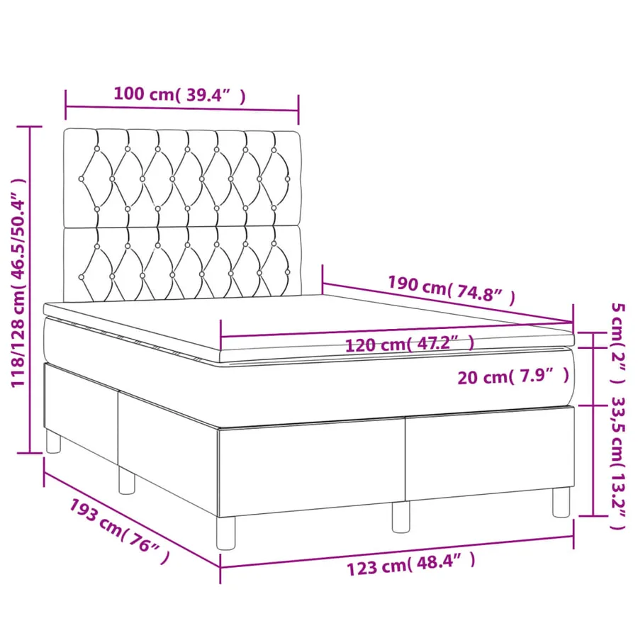 Sommier à lattes de lit avec matelas crème 120x190 cm tissu - 9