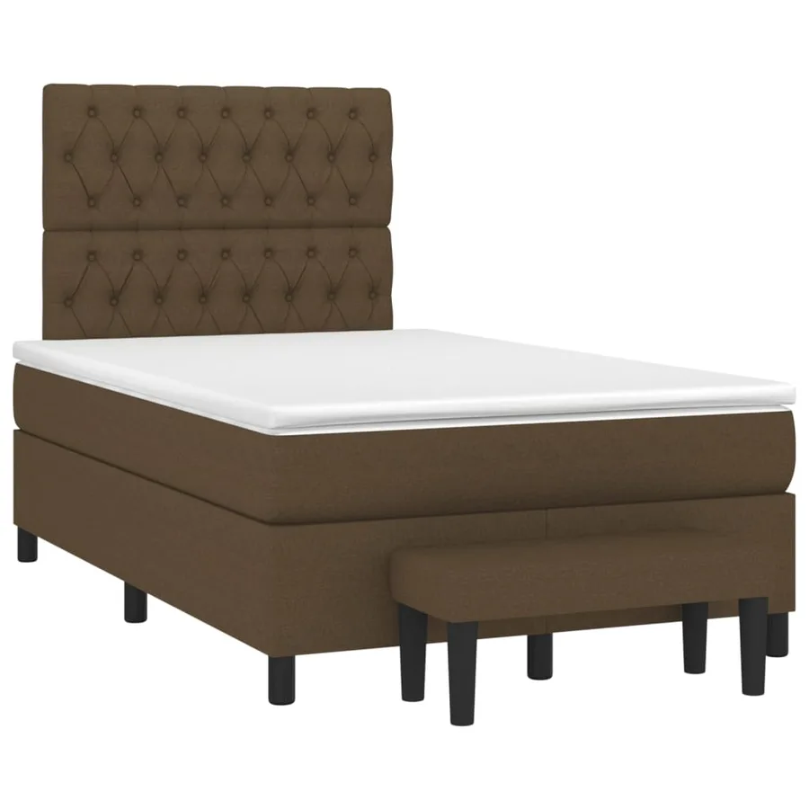 Sommier à lattes de lit et matelas marron foncé 120x190cm tissu - 2