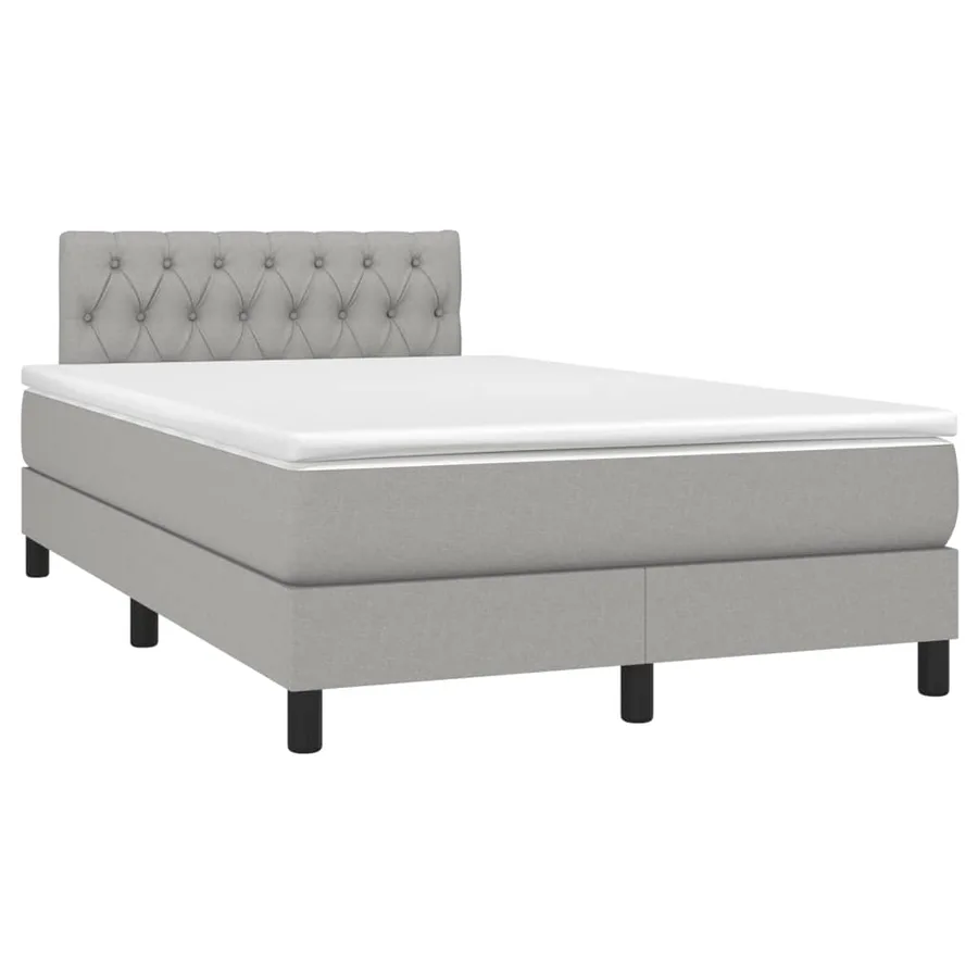 Sommier à lattes de lit matelas LED gris clair 120x190 cm tissu - 3