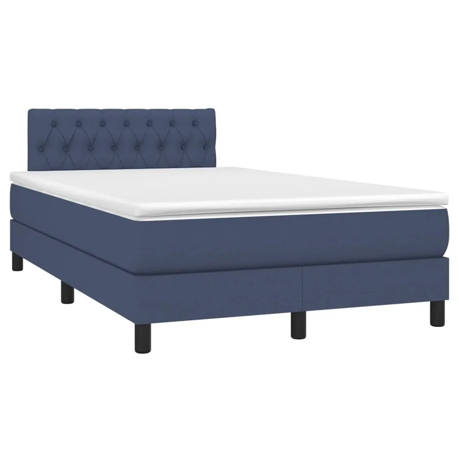 Sommier à lattes de lit avec matelas bleu 120x190 cm tissu - 2