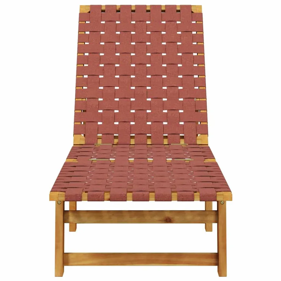 Chaises longues lot de 2 rouge bois d'acacia solide et tissu - 12