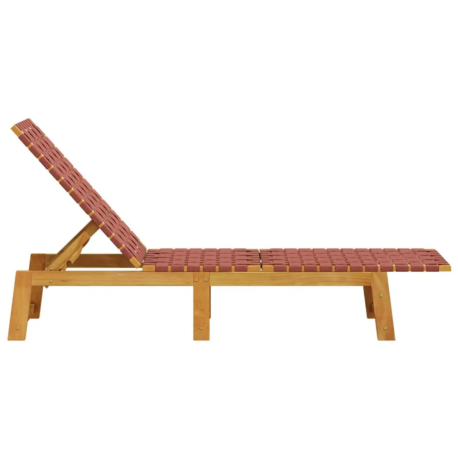 Chaises longues lot de 2 rouge bois d'acacia solide et tissu - 13