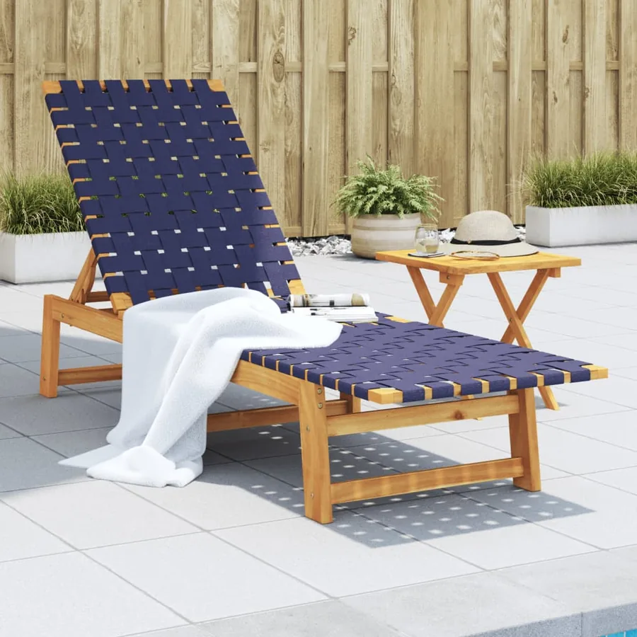 Chaises longues lot de 2 rouge bois d'acacia solide et tissu - 27